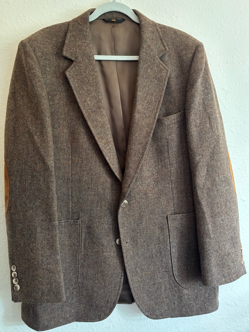 Classic Brown Wool Tweed Blazer w/ Suede Elbow Patches - Imperial by Haggar
